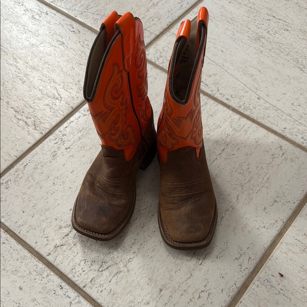 Orange and Brown Western Boots